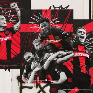 Posters van Bayer 04 Leverkusen Campeón Bundesliga 2023/24, Regalo del Padre, Regalo hijo adolescente, Voetbalkartel, Arte de pared.