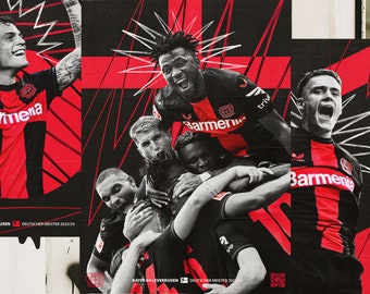 Pósters del Bayer 04 Leverkusen Campeón Bundesliga 2023/24,  Regalo del padre, Regalo hijo adolescente, Cartel de fútbol, Arte de pared.