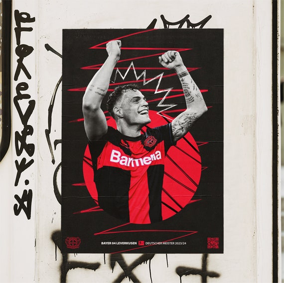 Bayer 04 Leverkusen Champions 2023/24 Poster, Football Wall Art