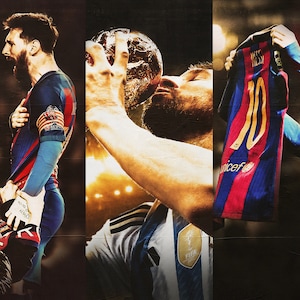 Posters van Leo Messi FC Barcelona en Argentinië tamaño A3, Regalo del padre, Regalo hijo adolescente, Voetbalkartel, Barça, Albiceleste.