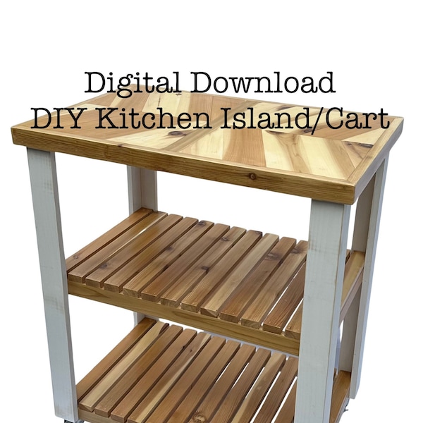 DIY Plans Rolling Kitchen Island with Storage Moveable Kitchen Cart Chevron Pattern Kitchen Makeover Wooden KitchenIsland Home Improvement