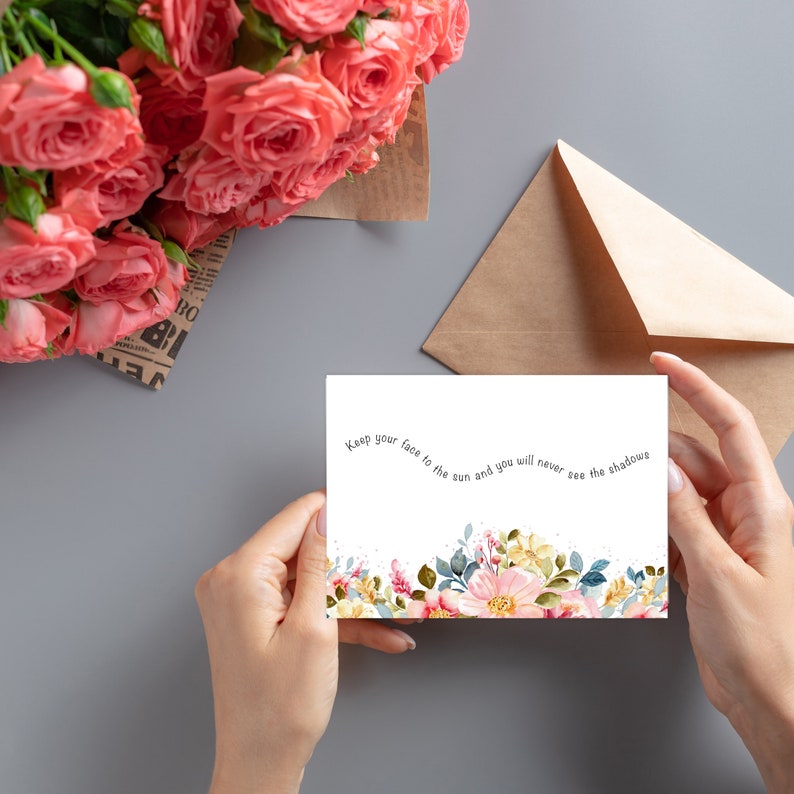 Printable Card Inspirational Quote Blank Greeting Card Face To Etsy