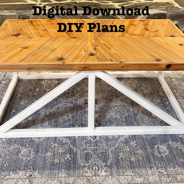 DIY Plans Modern Farmhouse Coffee Table with Chevron Pattern Living Room Sofa Table Console Table Home Improvement Digital Download