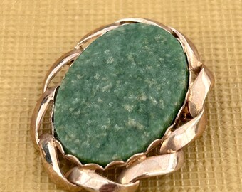 DCE CURTIS Vintage 14k Gold Filled Jade Brooch Pin with Bale for Pendant New Old Stock