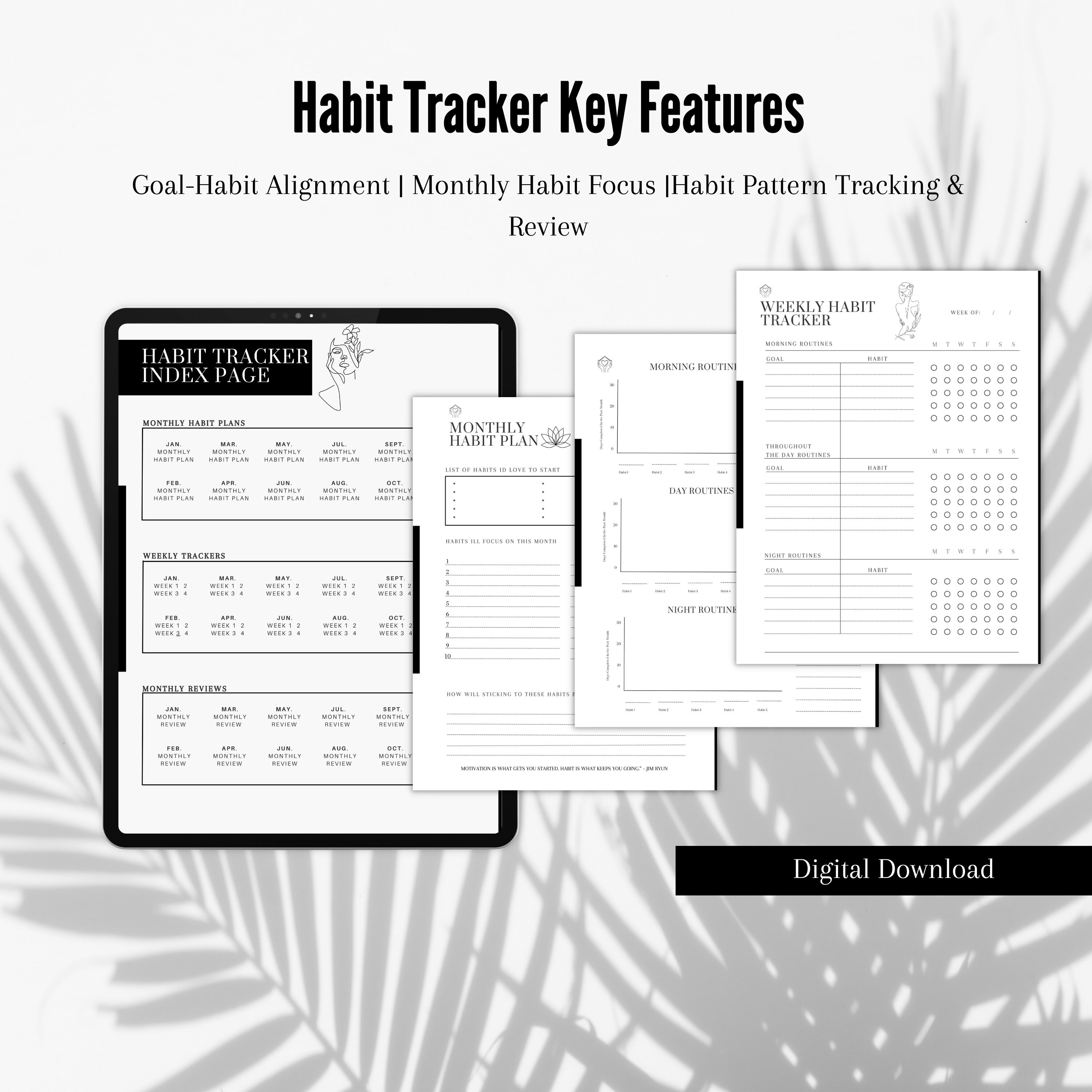 Habit Tracker Digital for Self Care Tracking Monthly Weekly - Etsy