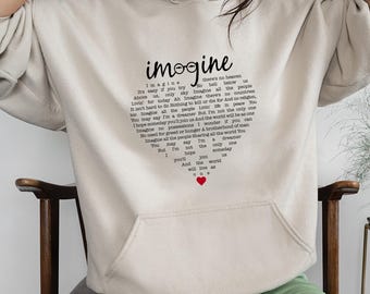 Beatles Sweatshirt: John Lennon Imagine Lyrics - Vintage Retro Hoodie