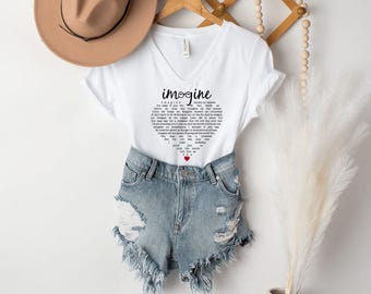 Imagine John Lennon T-Shirt: Beatles Lyrics, Peace Tee