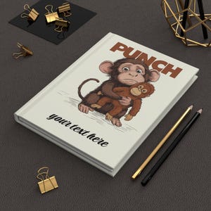 Diario Punch Monkey, cuaderno de tapa dura mate con líneas, regalo para fanáticos de la música