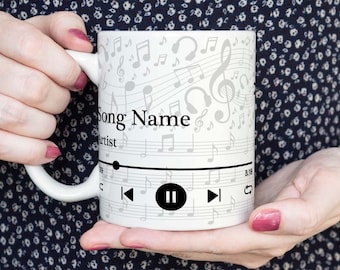 Music Lover Coffee Mug, Custom Song Lyrics, Personalized Music Gift