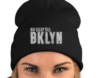 Embroidered Beanie - No Sleep Til Brooklyn - Licensed to Ill - Eighties Rap and Hip Hop - Beautifully stitched