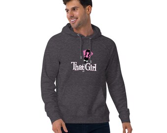 That Girl - Felpa con cappuccio ecologica raglan nera unisex