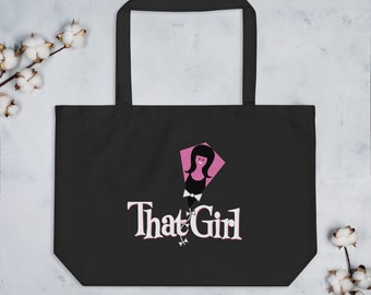 That Girl Large organic tote bag - Lovely bag showcasing your favorite vintage sitcom -