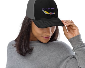 Trucker Cap - C'Mon Get Happy logo - Partridge family - retro and vintage styling - beautifully stitched