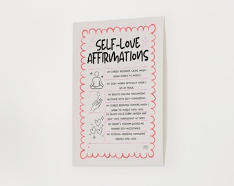 Self-Love Affirmations Poster, Affirmations Wallpaper, Valentines Day Affirmation Cards