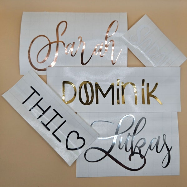 Personalisierte Aufkleber, Schriftzüge, Vinylfolie, Beschriftungen, Sticker, Etiketten, Wunschtext, Namensschild, Hochzeit, Nummern