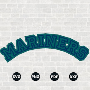 May include: A green and blue "Mariners" logo with a white background. The logo is in a classic, arched font style.