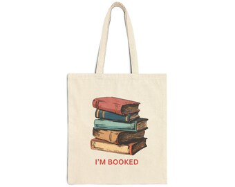 Cotton Canvas Tote Bag, I'm booked canvas tote bag