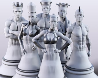 チェスセット 3Dプリント対応 - Stlファイル - Objファイル