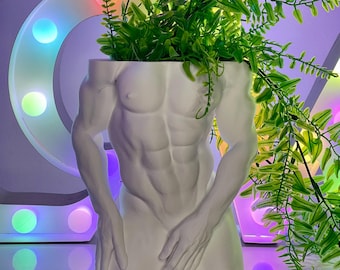 Maceta con forma de torso masculino - Archivo STL - Sin soportes - Sin balsa