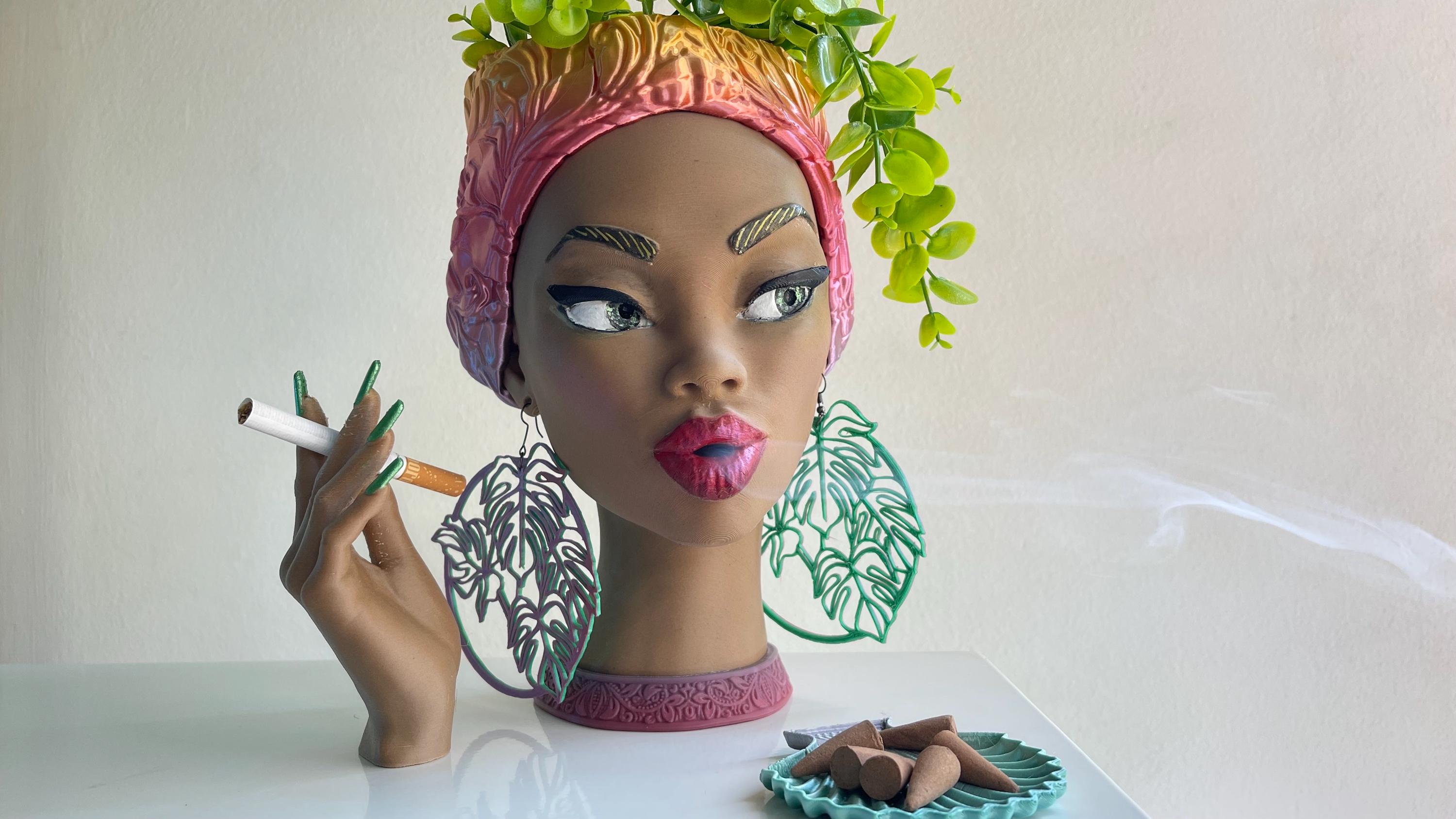 Afro Queen Vase/Incense Holder/Planter -STL file-Digital File