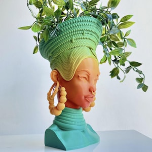 Africa Queen Bust Planter -3d printable flower pot -Stl file