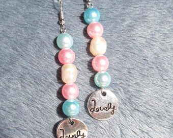 Transgender Beaded Lovely Word Charm Earrings | LGBTQ+ Pride Jewelry