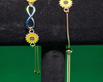 Sunflower Neurodiverse Symbol Adjustable Bracelet | Neurodiversity Jewelry