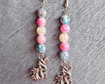 Pendientes con dije de dragón transgénero / Joyas para el orgullo LGBTQ+
