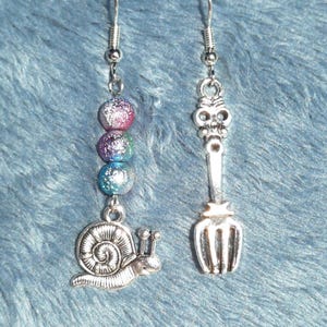 Snail Fork Asymmetrical Earrings | Our Flag Means Death Jewelry