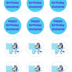 Custom Blue Dog Edible Images| Any year| 2nd Birthday 4th Birthday Edible Images Toppers Oreos Cupcakes |