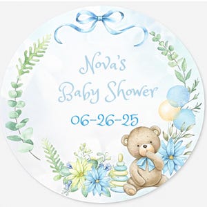Boy Bear Baby Shower edible Images | Baby Shower Toppers | Custom Baby Boy Cookie Image | Bearly Wait | Customize Name
