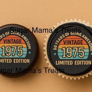 1975 Vintage Edible Images | Custom Edible Images | 50th Birthday | Oreo Cupcake Toppers 1&quot; 2&quot; |