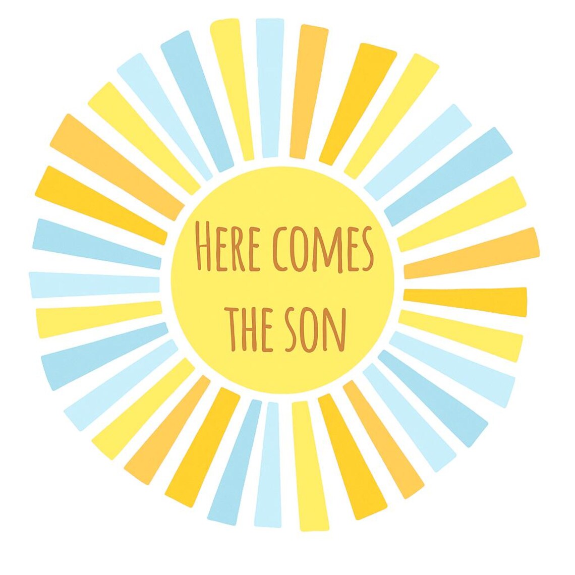 24 Cupcake-Topper „Here Comes The Son“ – Sonnen-Motiv, Einseitig Glitzernd, 300g Karton, Für Babyparty, 1. Geburtstag, Sonnenschein-Party, Inkl. Stiele