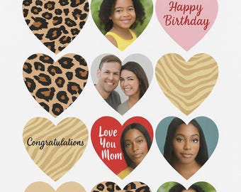 Heart Shaped Edible Images | 2&quot; | ANY THEME | Custom Images | Edible Cupcake Toppers | Cookie Toppers 2&quot;