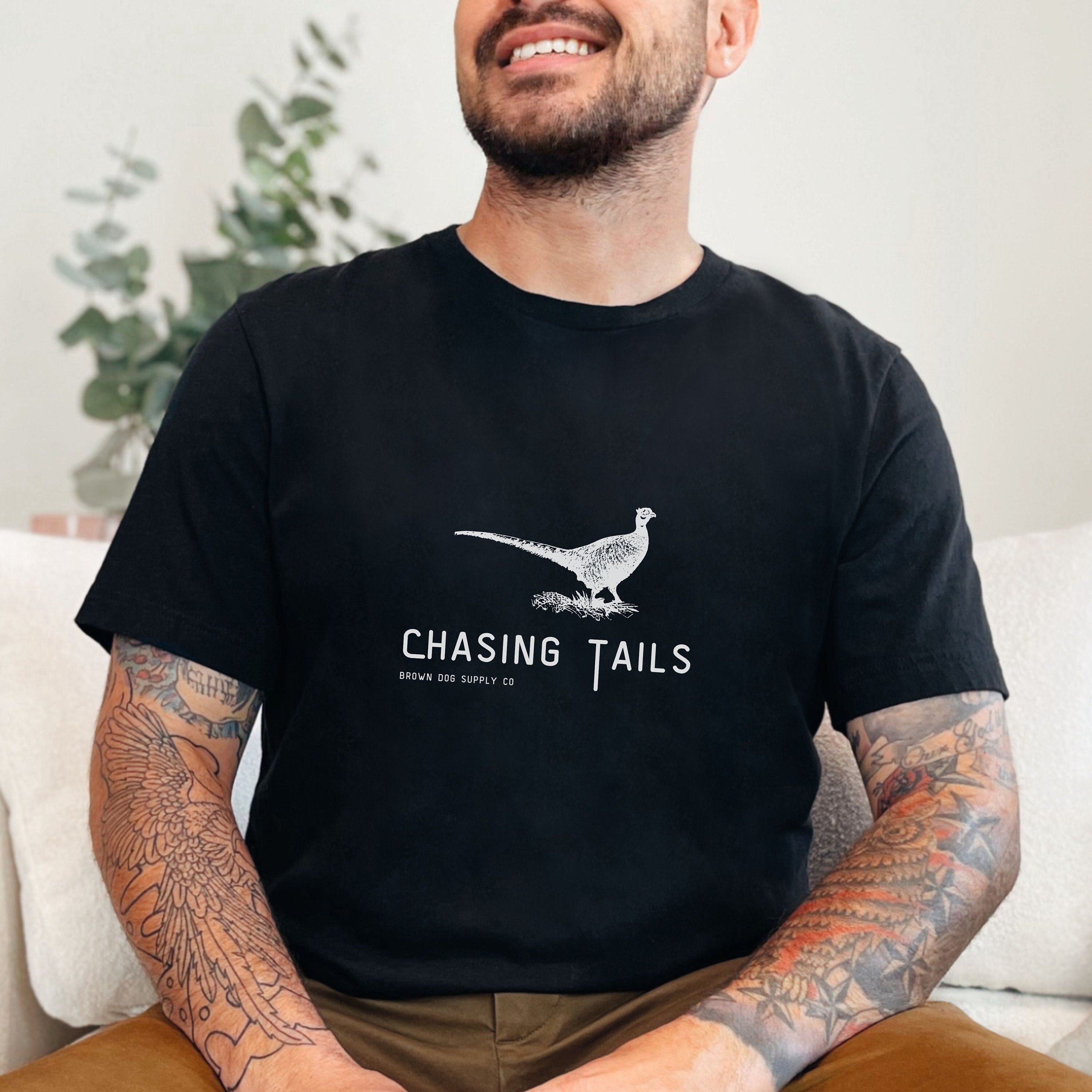 Chasing Tails Pheasant Shirt for Upland Hunter,  Bird Hunting Gift for Dad, Unique Gift for Sportsman