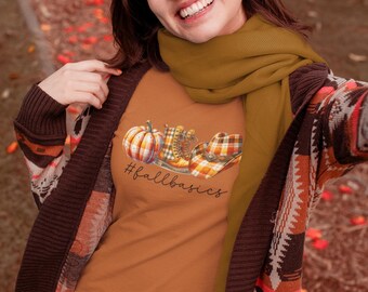 Cute Fall Basics T-Shirt, Cozy Autumn Pumpkin Shirt, Retro Coquette Fall Tee for Kids & Adults, Adorable Fall Fashion, Perfect Fall Gift