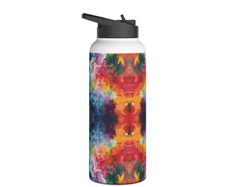 Tie-Dye Dream Vibrant Pattern Edelstahl-Wasserflasche mit Schraubdeckel und doppelwandiger Vakuumisolierung