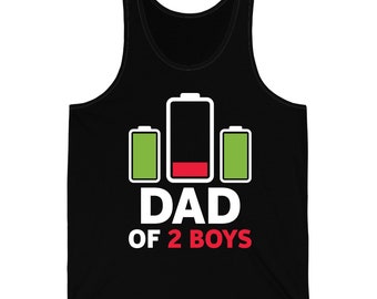 Dad Of 2 Boys Low Battery Son Dad Funny Fathers Day Tank Top For Men
