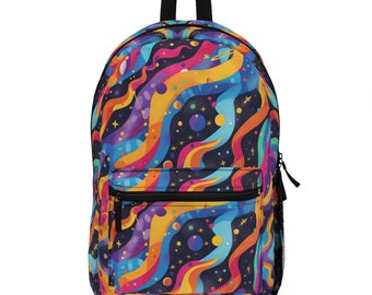 Planetary Parade Vibrant Pattern Backpacks For Men Women Kids School Travel, Capacity School Backpacks