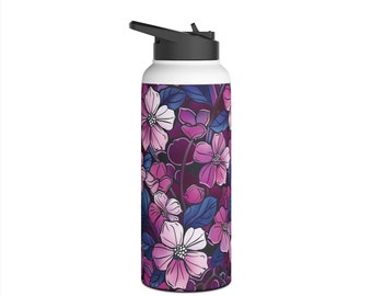 Sakura-Blüten-farbige Muster-Edelstahl-Trinkflasche mit Schraubverschluss und doppelwandiger Vakuumisolierung
