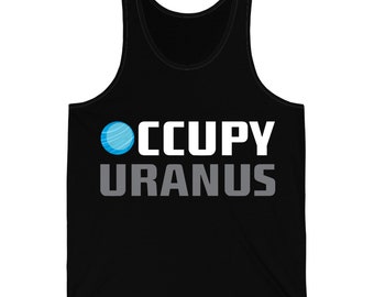 Funny Occupy Uranus Space Explore Astronaut Travel Planet Tank Top For Men Women