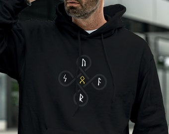 Runes élégantes : Sweat à capuche premium | Streetwear de style viking | Famille, fierté et honneur - pure culture !