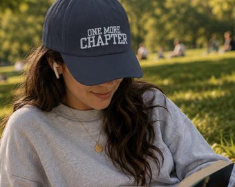 One More Chapter Embroidered Book Lover Hat | BookTok Reader Gift | Bookish Reading Baseball Cap
