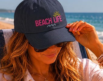 Beach Life Hat | Embroidered Coastal Dad Cap for Beach Lovers | Vacation Hat | Lake Life Baseball Cap
