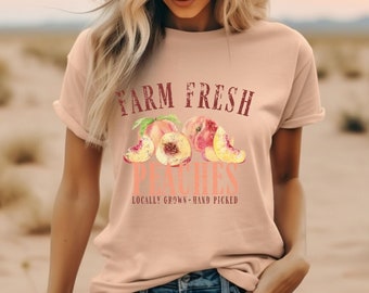 Farm Fresh Peaches Shirt: Botanical Watercolor Fruit Tee