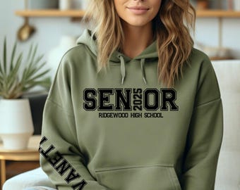 Aesthetic Personalized Senior 2025 Hoodie | High School Graduate 2025 Sweatshirt | Custom Sleeve 2025 Grad Hoodie | Senior 2025 Mom Gift