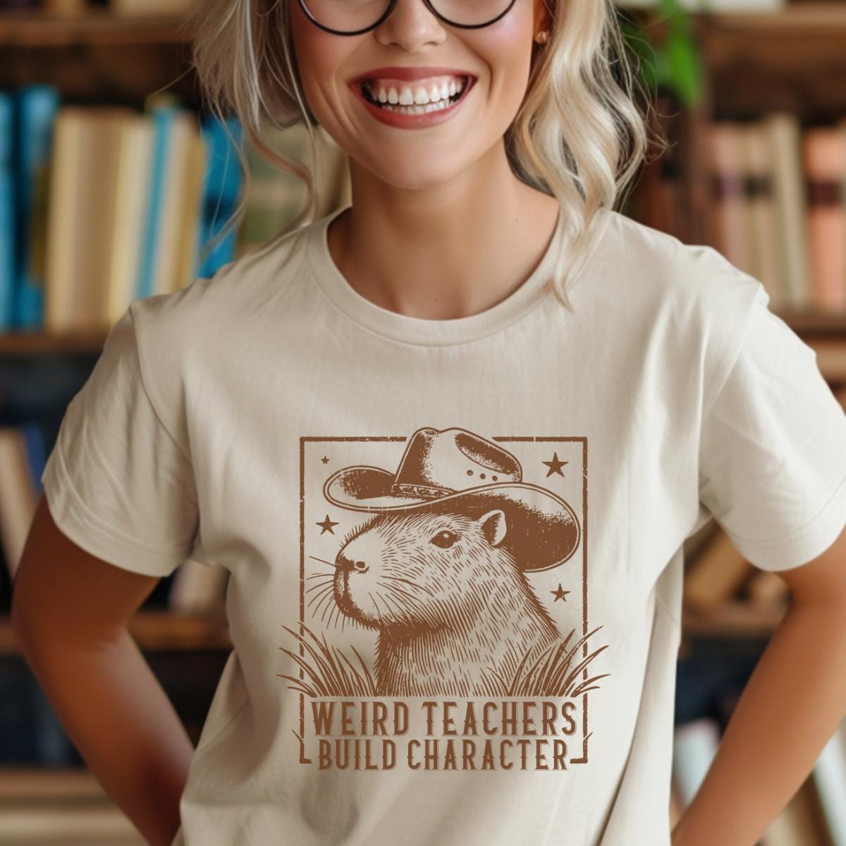Weird Teachers Build Character Funny Teacher Shirt | Teacher Appreciation Capybara Shirt | Back to School Gift for Teachers & Pre-K