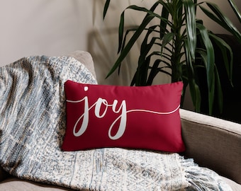 Joy Christmas Throw Pillow: Holiday Home Decor