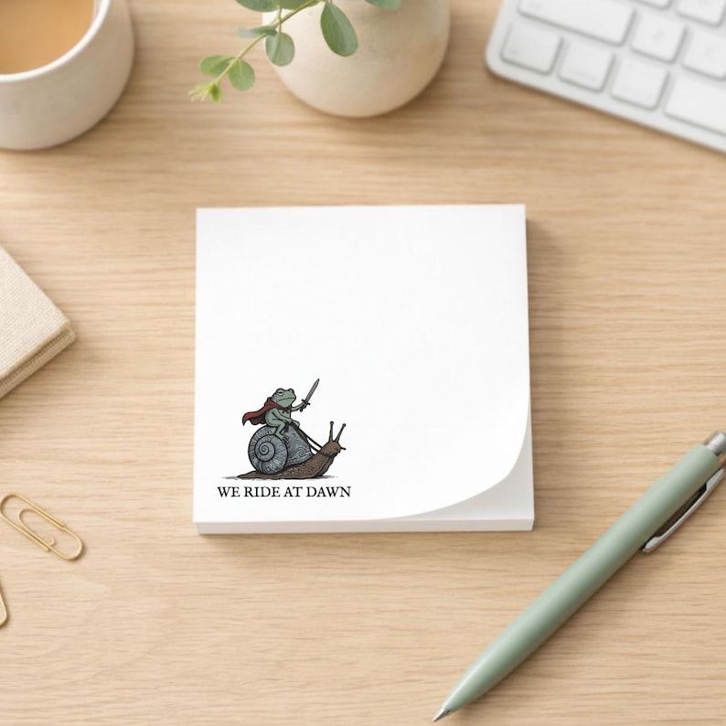 Frog Sticky Notes | Funny Desk Notes Memo Pad | We Ride at Dawn Frog Meme | Coworker Gift Desk Accessories image 4