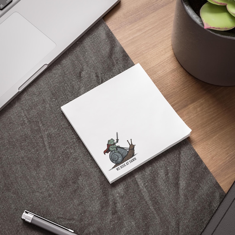 Frog Sticky Notes | Funny Desk Notes Memo Pad | We Ride at Dawn Frog Meme | Coworker Gift Desk Accessories image 6